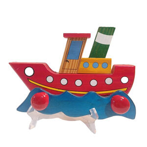 Boat Ship Nautical Towel Holder Clothes Hanger Wooden Colorful